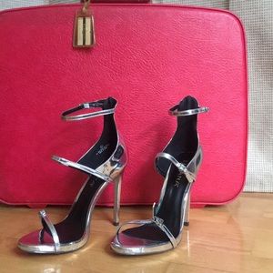 Silver strappy heels